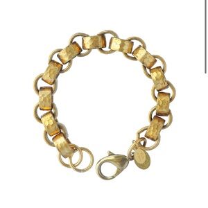 We Dream in Colour - Gold Tone Seville Bracelet - Hammered Brass Links 7.5"